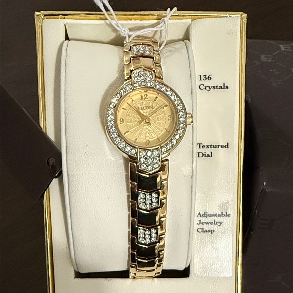 Elgin Faux Gold Crystal Watch New